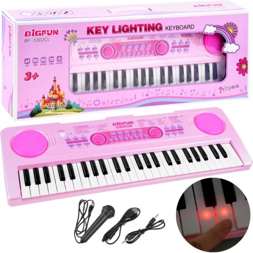 Clavier électronique pour enfants BIGFUN avec touches rétroéclairées, 49 touches
