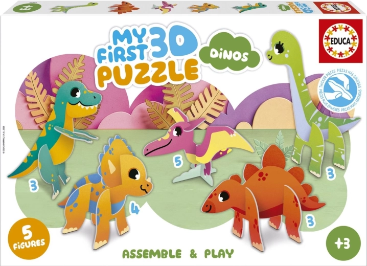 Educa mes premiers puzzles 3D dinosaures 5 en 1 (3, 3, 3, 4, 5 pièces)