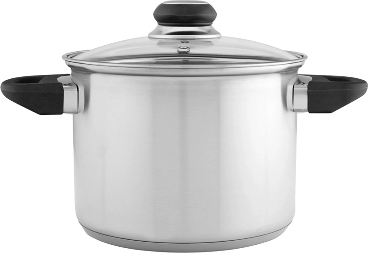 Faitout haut Emilio en acier inoxydable 3,3 l avec couvercle en verre