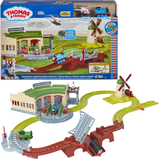 Fisher-Price Thomas & Friends Coffret de rails Dépôt de Tidmouth 253 cm avec Thomas et Harold