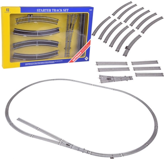 Set de voies H0 1:87 pour modélisme ferroviaire, rails métalliques avec ballast plastique, longueur 3 m