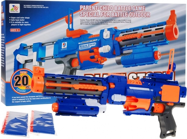 Blaze Storm blaster en mousse électrique 2-en-1 avec crosse, laser et 20 fléchettes (8+)