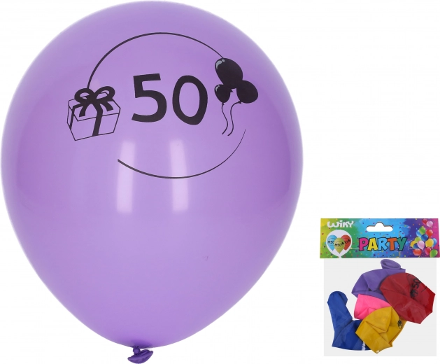 Ballons de 30 cm avec le chiffre 50, assortiment de couleurs – lot de 5 pièces