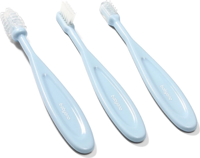 Babyono set de brosses à dents pour enfants 3 pcs turquoise