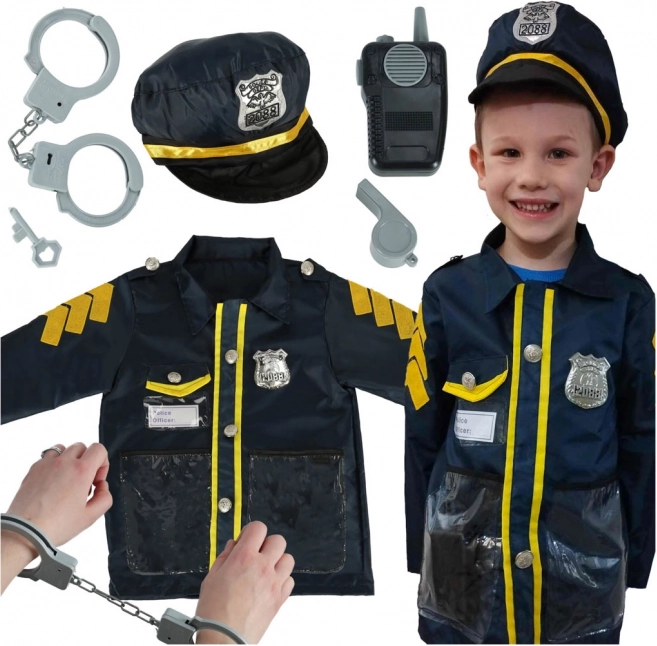 Costume de carnaval policier pour enfants avec ensemble d'accessoires, menottes et chapeau, pour âges 3-8 ans