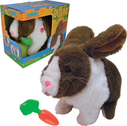 Lapin en peluche interactif Ouško avec carotte