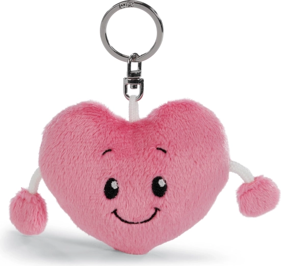 Porte-clés peluche cœur rose NICI 8 cm