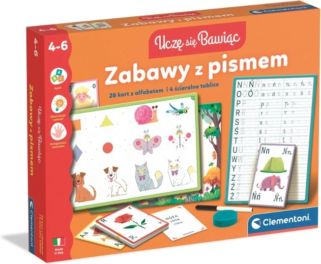 Jeux avec les lettres – jeu éducatif avec ardoises effaçables et cartes