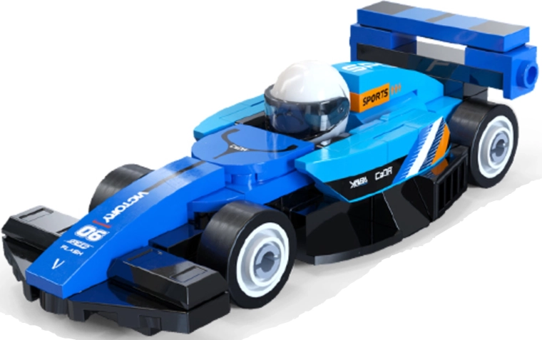 Voiture de course bleue détaillée à exposer