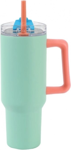 Grand gobelet isotherme avec paille – vert 1200 ml