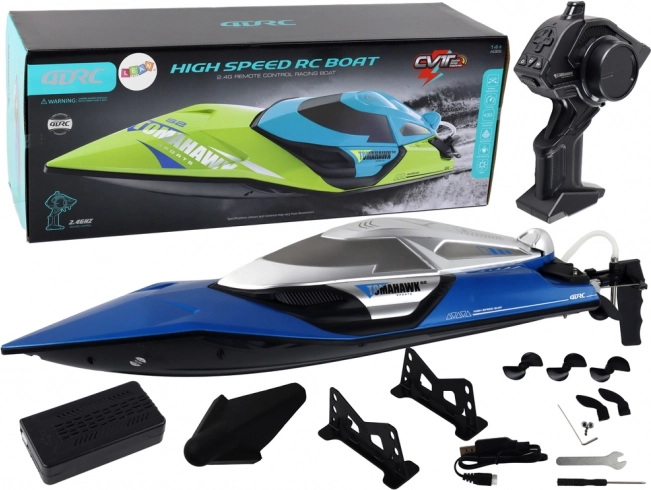 Bateau à moteur R/C 2,4G Feux 30 km/h Bleu
