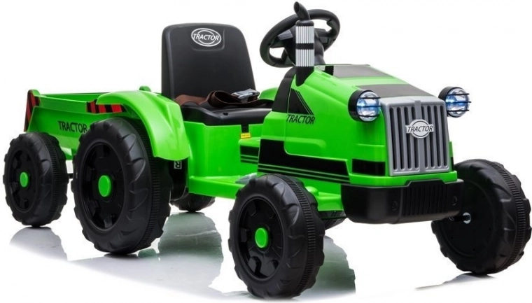 Tracteur électrique pour enfants avec remorque, vert