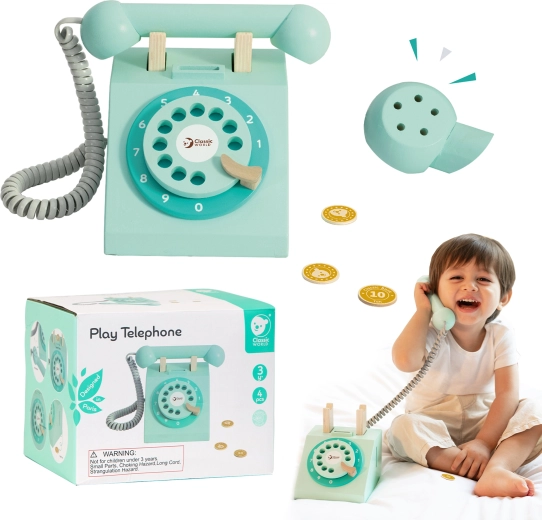 Téléphone vintage en bois pour enfants Classic World