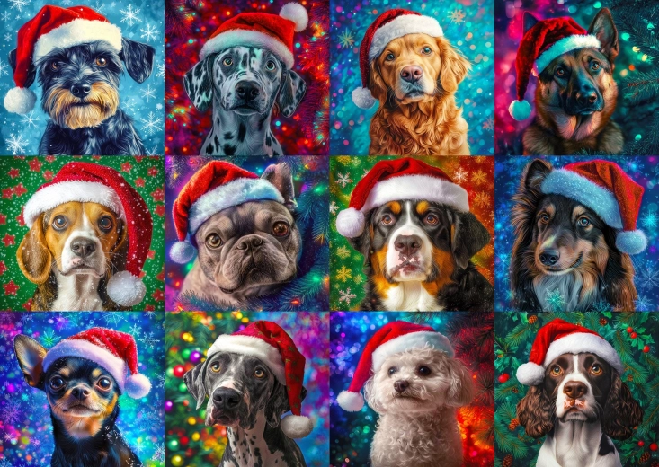 Puzzle Enjoy Chiens de Noël 1000 pièces