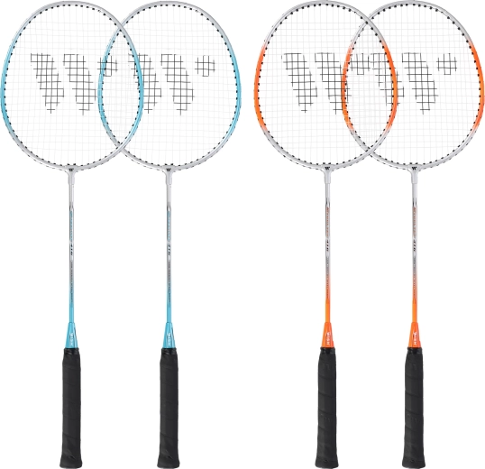 Set de raquettes de badminton Wish Steeltec pour le jeu loisir (4 raquettes, 3 volants, housse)