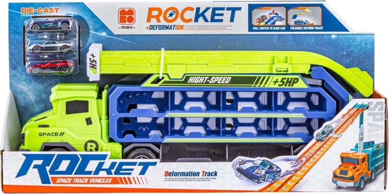 4 en 1 : transporteur, garage, dépanneuse et rampe de lancement