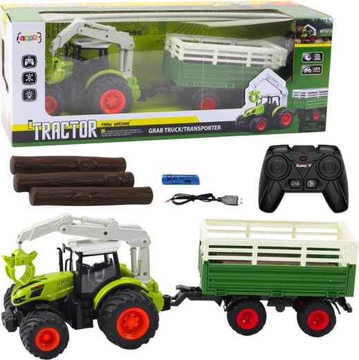Tracteur RC amusant avec remorque et griffe pour enfants
