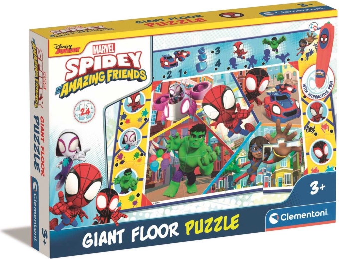 CLEMENTONI Puzzle de sol avec stylo interactif Spidey et ses formidables amis 24 pièces