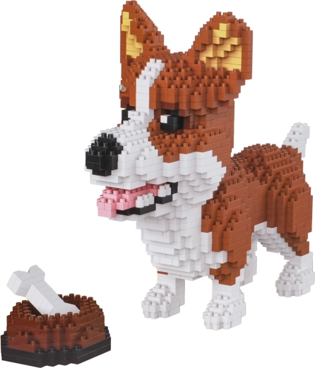 Kit de construction Welsh Corgi avec gamelle et os, 1200 pièces