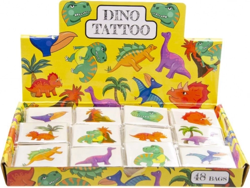 Tatouages temporaires dinosaures – lot de 12 motifs