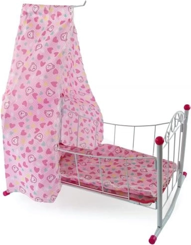 Berceau en métal pour poupées avec baldaquin 38 cm