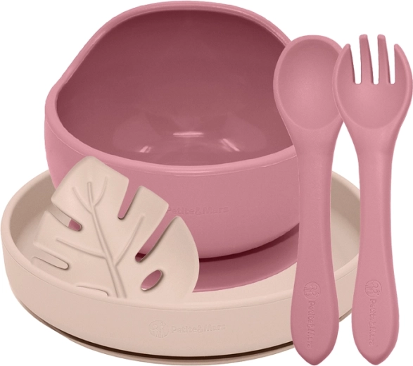 Petite&Mars set de repas en silicone take&match dusty rose – desert sand 6m+ (4 pcs)