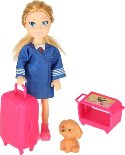 Hôtesse de l’air, valise et petit chien inclus