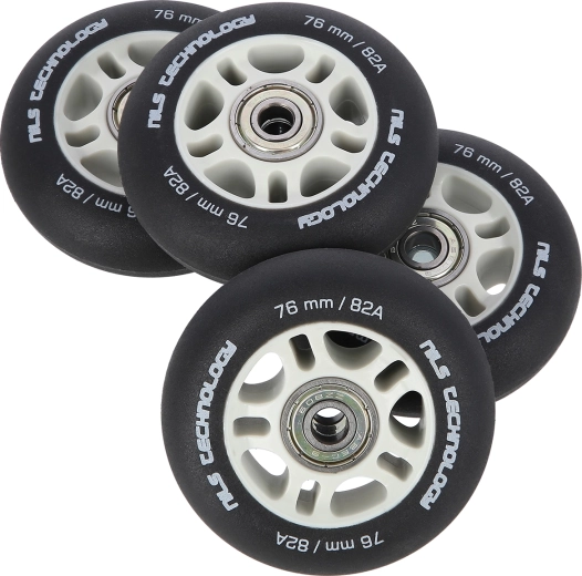 Roues mates pour rollers inline NILS Extreme 76 mm 82A avec roulements ABEC 9, noir, lot de 4