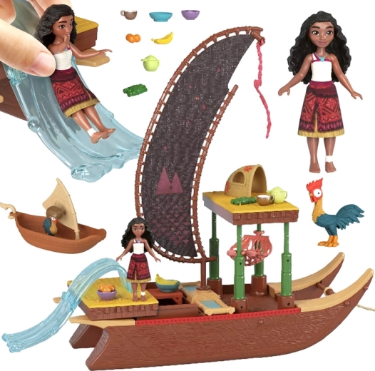 Mattel Disney Vaiana 2, bateau de Vaiana avec poupée et accessoires