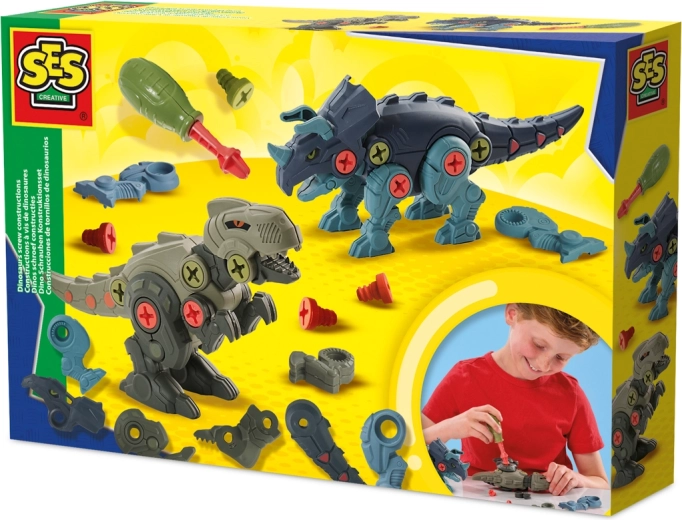 Kit de construction dinosaures – construis un T‑rex et un Tricératops