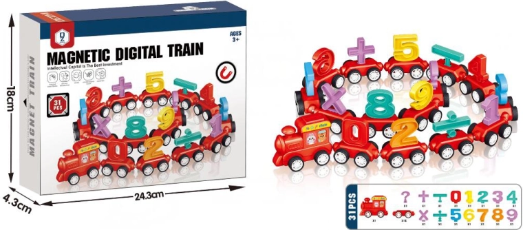 Circuit de train magnétique avec chiffres, 31 pièces