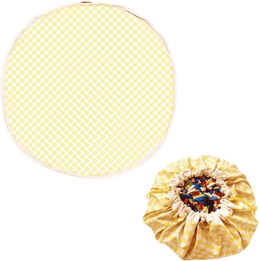 Play and Go Noomad original tapis de jeu et sac à jouets vichy yellow
