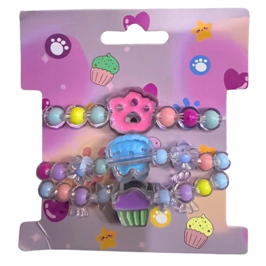 Pink lot de bracelets en perles avec pendentifs (3 pcs)