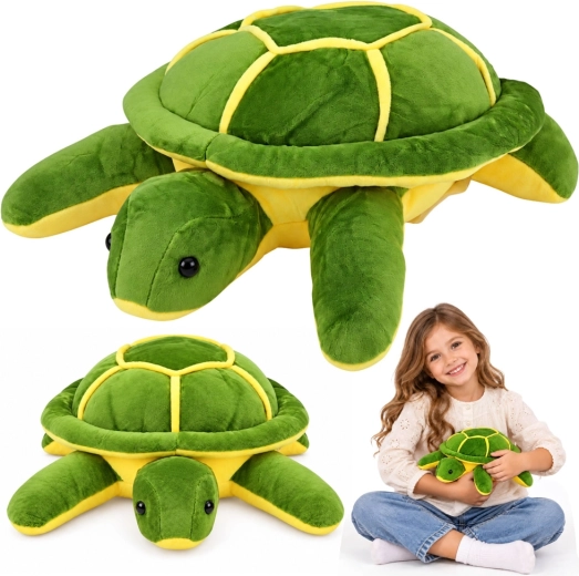 Tortue en peluche à câliner jaune-vert 23 cm