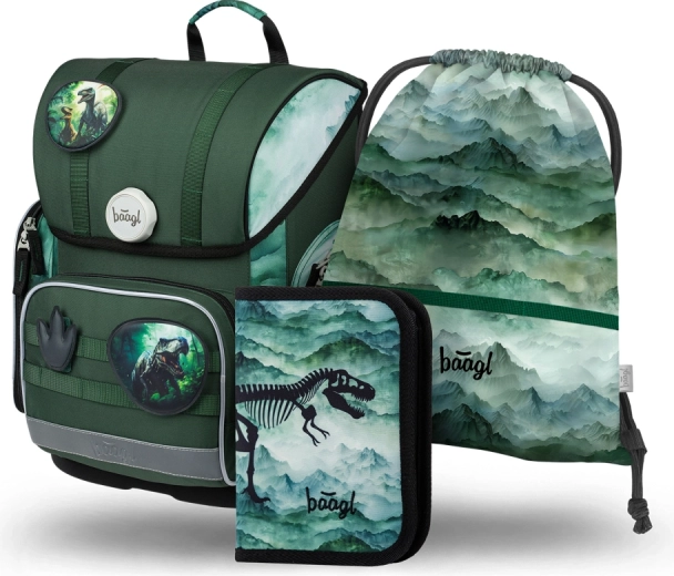 Ensemble scolaire Baagl Ergo Dino: cartable, trousse et sac