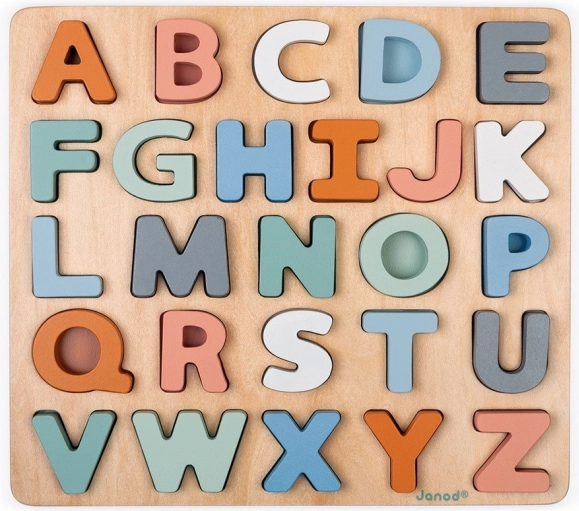 Puzzle en bois alphabet avec tableau JANOD