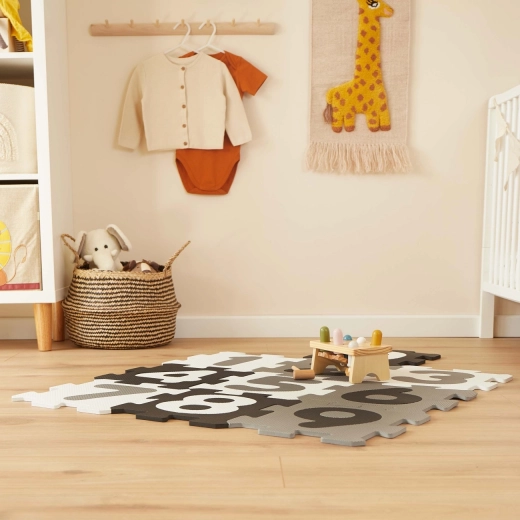 Tapis de jeu en mousse avec chiffres noir et blanc – 10 pcs