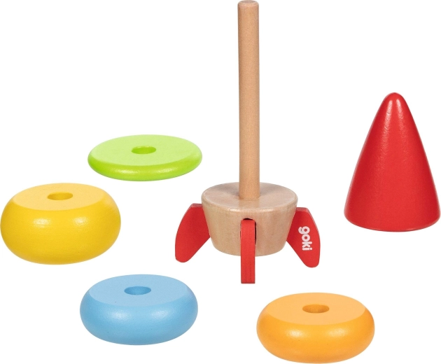Des pièces colorées pour assembler la fusée en s