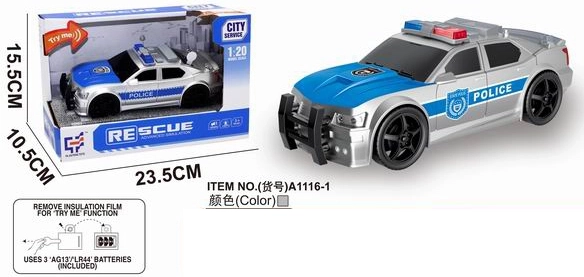 Voiture de police bleue 1:20 avec lumière et son