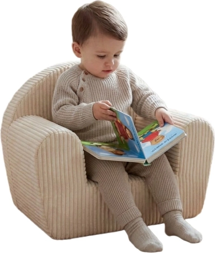 Fauteuil pour enfant en velours côtelé New Baby crème