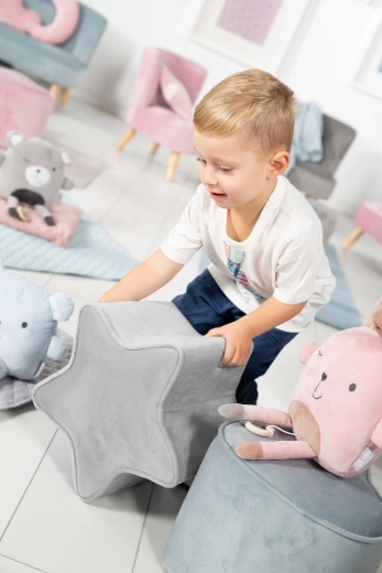 Tabouret enfant Roba en forme d’étoile gris