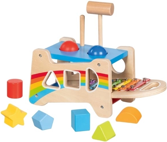 3-en-1 : banc à marteler, boîte à formes et xylophone