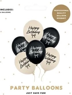 Ballons Strong « Happy B-day » avec nœuds, mix de couleurs, 30 cm