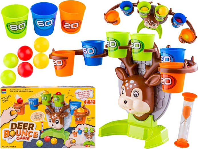 Deer Bounce Game – jeu d’adresse de lancer de balles dans des gobelets