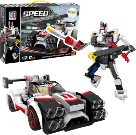 Jeu de construction 2-en-1 voiture de sport et robot, 341 pièces, blanc