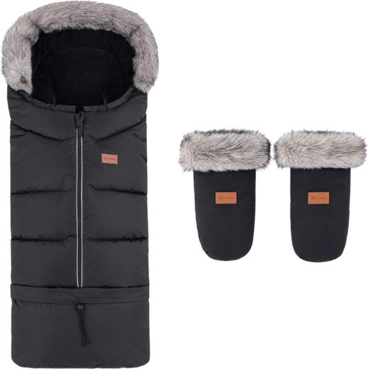 Petite&Mars ensemble d’hiver : chancelière Arctic 4v1 et gants pour poussette Fjora – forever black