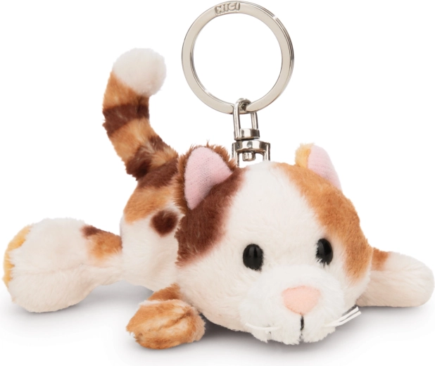 Porte-clés NICI chat Calico tricolore couché 10 cm