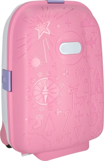Valise cabine pour enfants à roulettes avec roues LED et espace pour le nom – Rose
