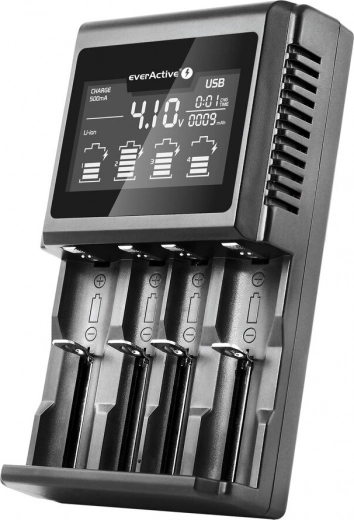 Chargeur universel EVERACTIVE UC-4000 pour accumulateurs Li‑ion et Ni‑MH