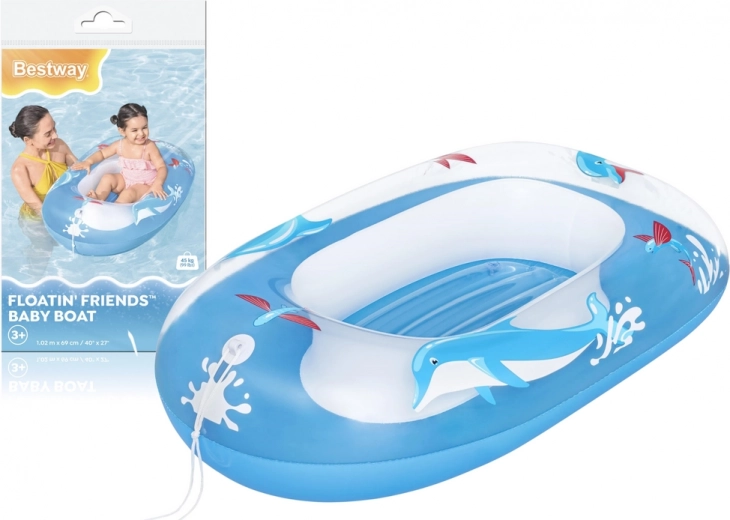 Bateau gonflable pour enfants avec motif de dauphin Bestway